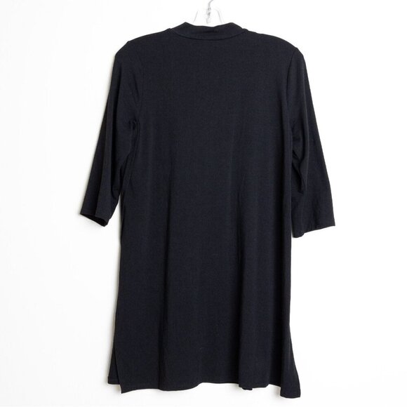 Eileen Fisher Mock Neck Long Sleeve Tunic Black Top Small Petite Lyocell - Picture 3 of 11